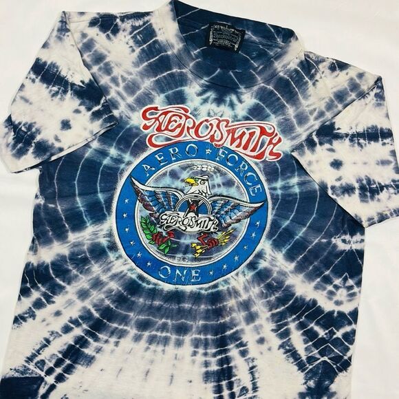 Vintage AeroSmith 1980’s Tye Die Aero Force One Short Sleeve Tee - Picture 1 of 8